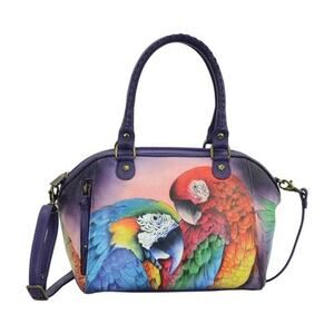 NEW Anuschka Leather Convertible Tote Rainforest Royalty Satchel Hand Painted